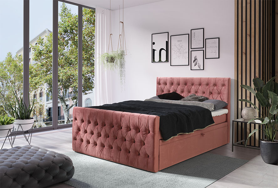 Boxspring Cairo - oudroze - velvet (160 cm)