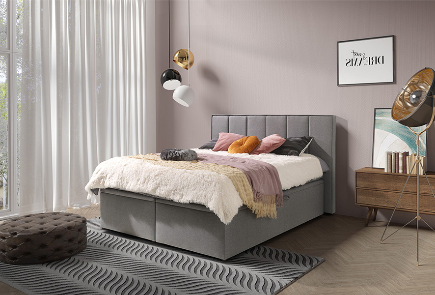 Boxspring Chicago - grijs (180 cm)