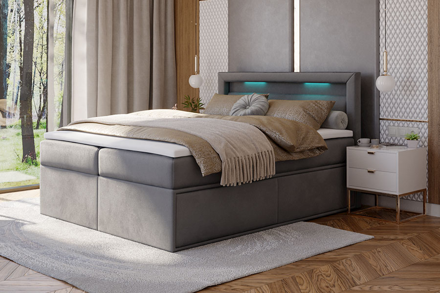 Boxspring Den Haag - grijs - velvet (160 cm)