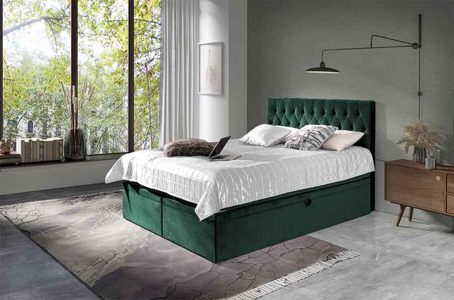 Boxspring Havana - groen - velvet (160 cm)