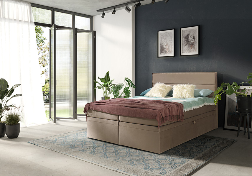 Boxspring Nairobi - taupe - velvet (180 cm)