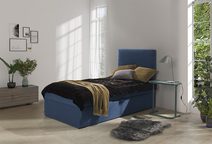 Boxspring Porto - blauw (90 cm)