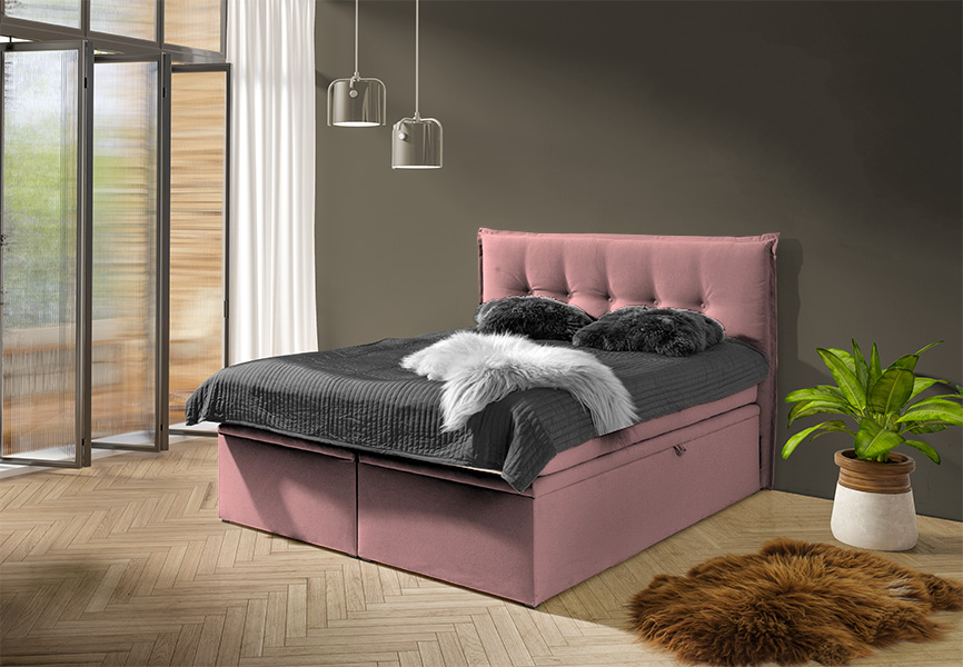 Boxspring Sofia - roze (140 cm)