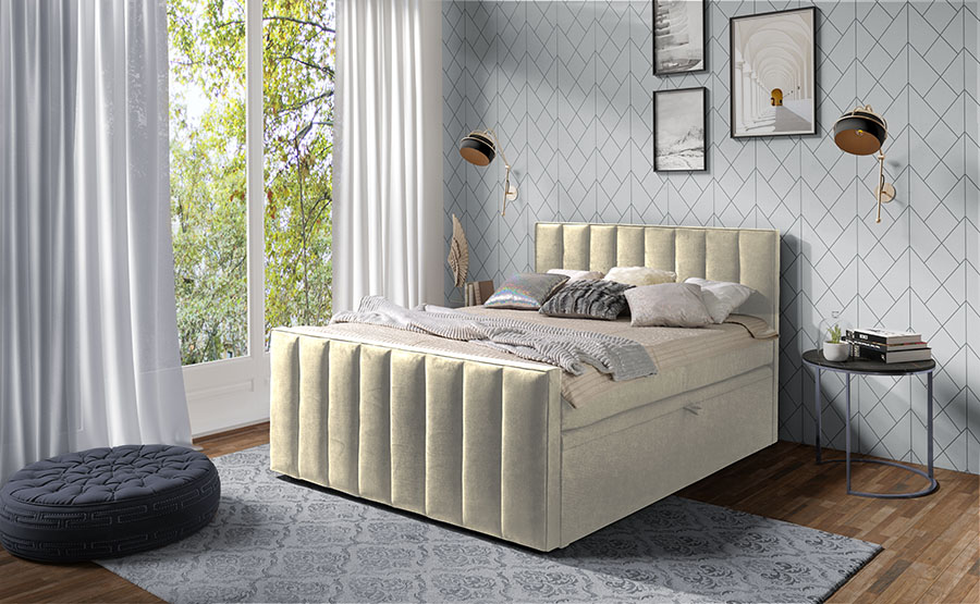 Boxspring Tirana - beige - velvet (160 cm)