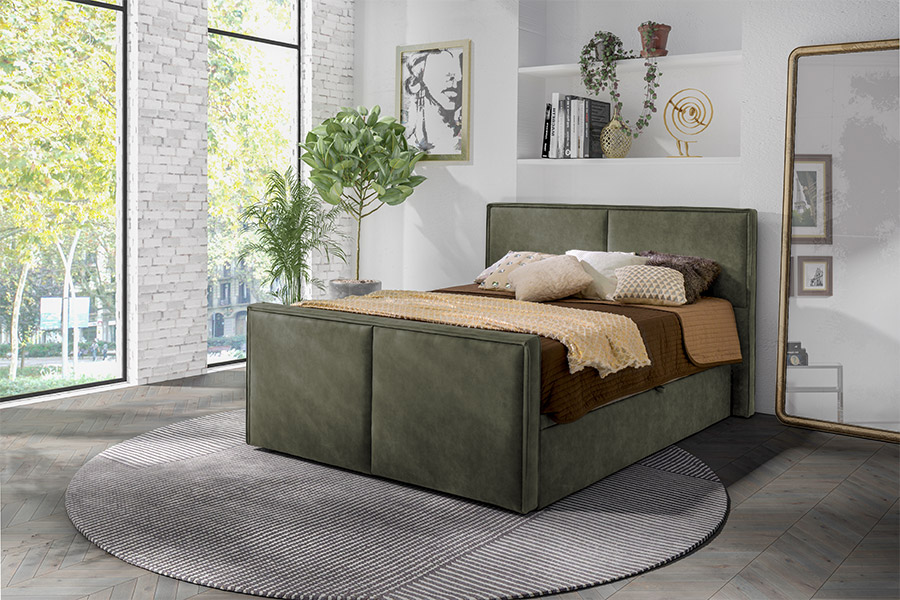 Boxspring Valencia - olijfgroen (160 cm)